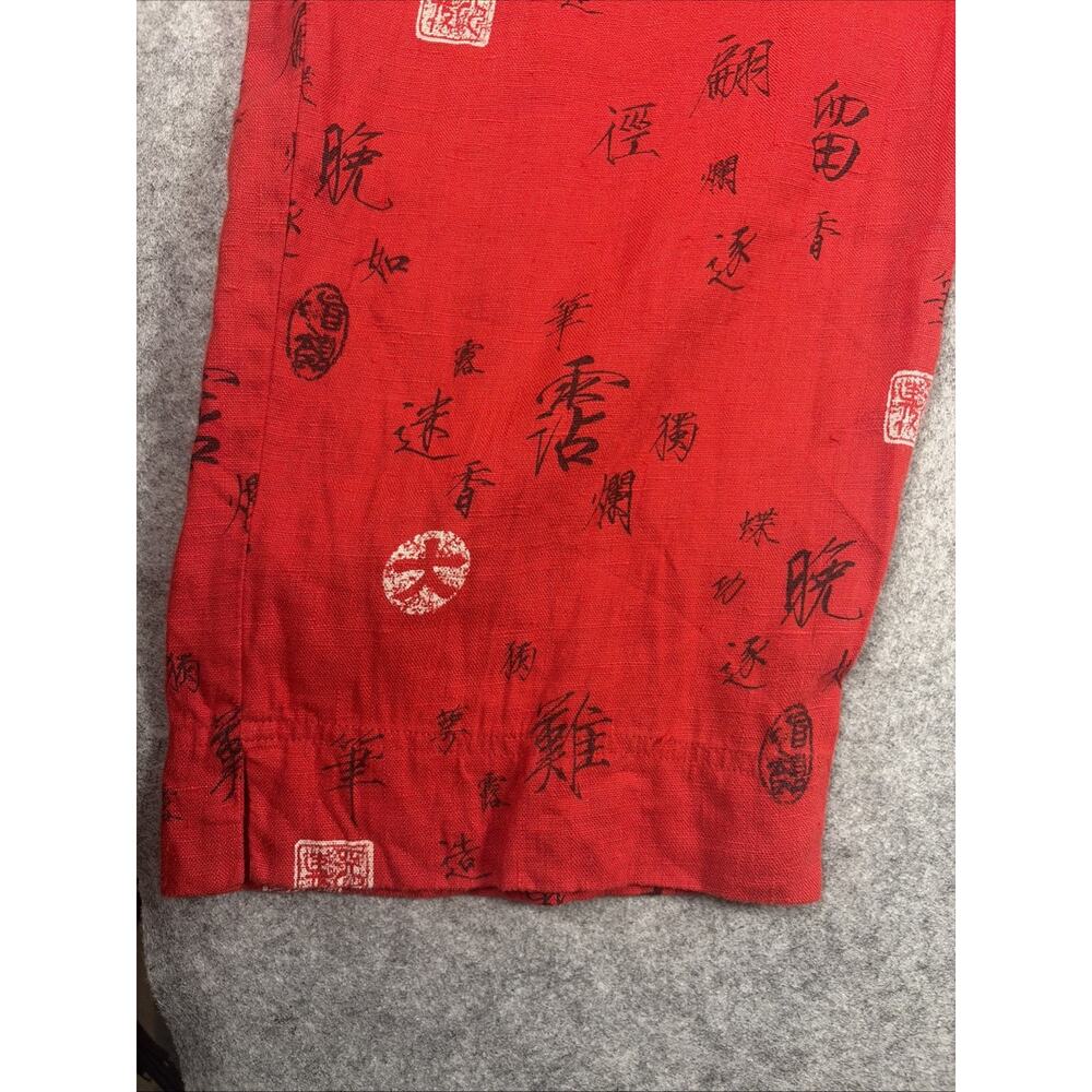Chicos Design 100% Linen Straight Cropped Capri Pants Artsy Asian Tribal Print 8 - Picture 2 of 8